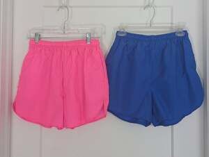 Vtg 80s 90s Sunrays Nylon Running Shorts Lot Neon Pink Royal Blue Women M USA